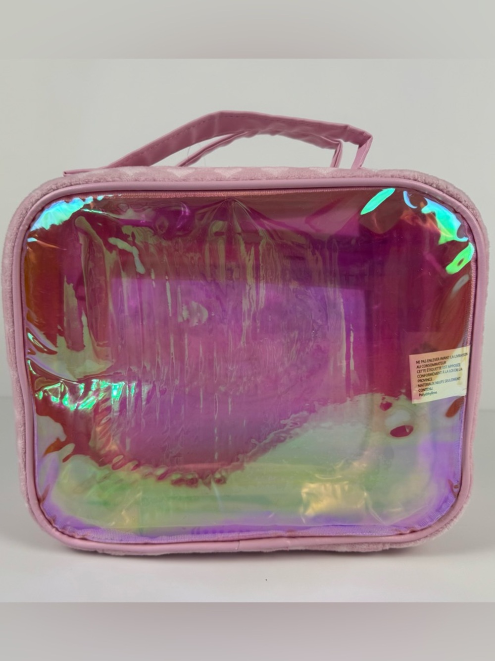 Juicy Couture YK2 Pink Iridescent Clear Cosmetic Case with Interior PV Pockets - Picture 7 of 8